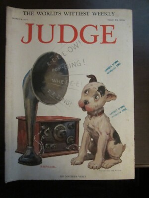 Judge Magazine March 1924 His Master's Voice Dog Victrola Art Deco 55