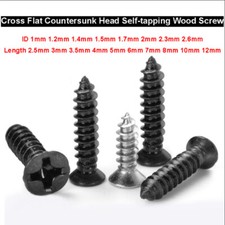 M1 - M2.6 Small Cross Flat Countersunk Head Self-tapping Wood Screw L3.5mm-12mm