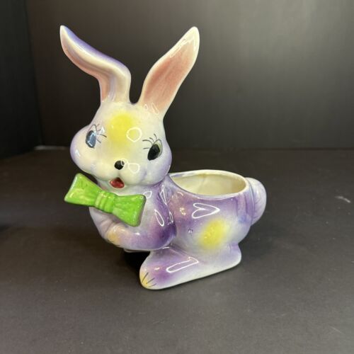 Vintage Purple Rabbit Bunny Planter  Anthropomorphic Shafford 4423 Japan - Afbeelding 1 van 8
