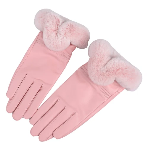 Women's Winter Genuine Leather Gloves Rex Rabbit Fur Warm Trim Cuff Velvet Lined - Picture 43 of 88