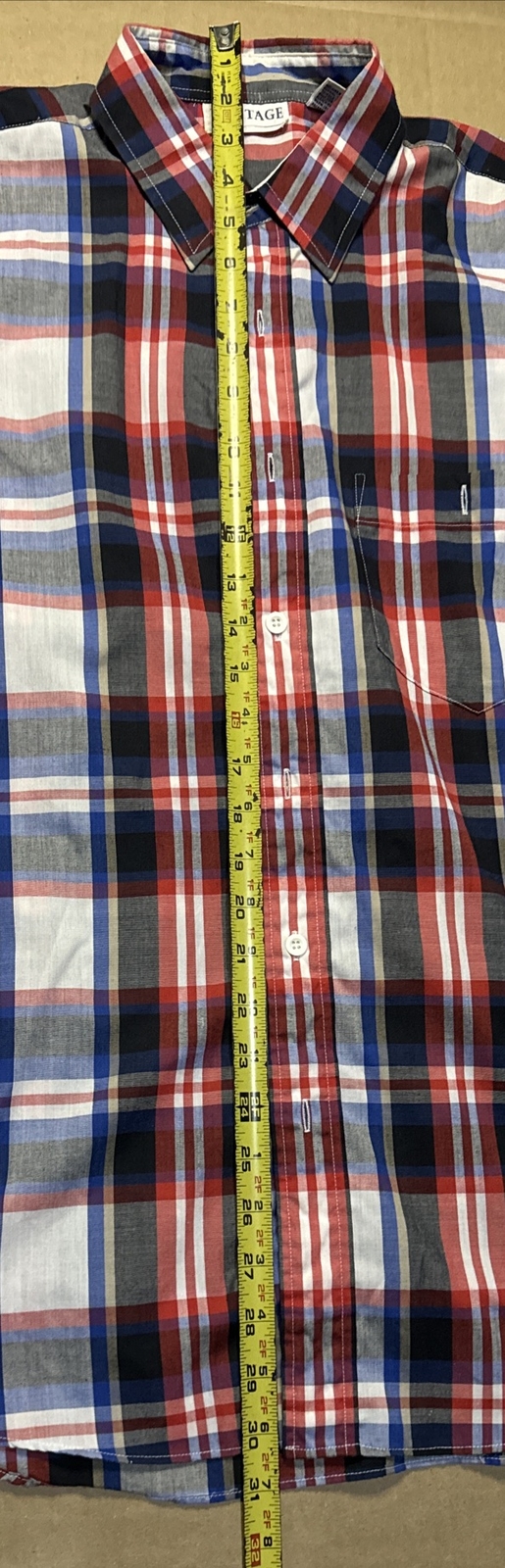 Vantage Button Down Shirt Medium Short Sleeve Red… - image 8