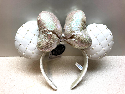 Tokyo Disney Resort Minnie Ears Headband Pearl White ribbon  display picture 2