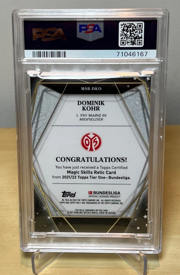 DOMINIK KOHR 2021-22 TOPPS TIER ONE BUNDESLIGA MAGIC SKILLS PATCH /127 PSA MAINZ - Image 3 of 4