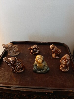Wade Figurines Red Rose Tea Lot of 6 Monkeys, Ape, Gorilla