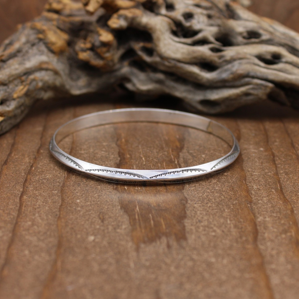Sterling Silver Triangle Wire Southwest Bangle Bracelet by
