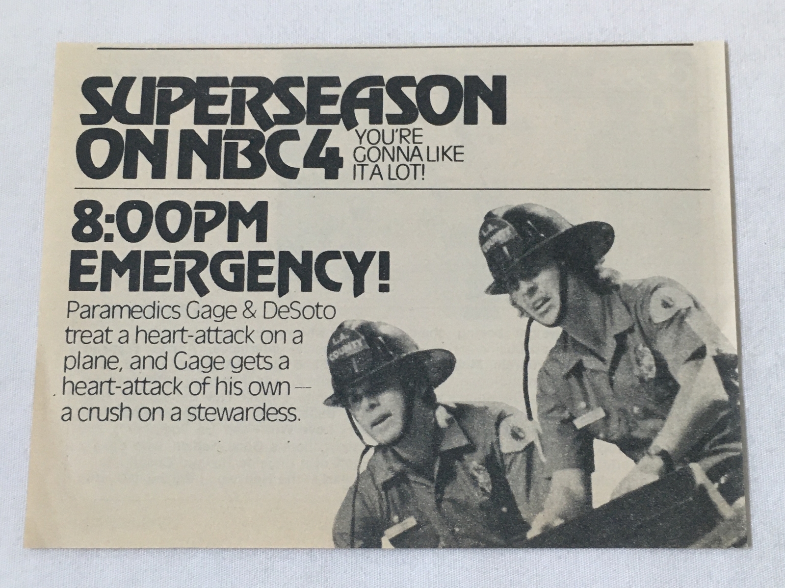 1975 NBC Emergency TV ad featuring paramedics Gage and DeSoto