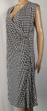 Ralph Lauren Knee Length Sleeveless Black Pearl Pleated Wrap Dress NWT $165