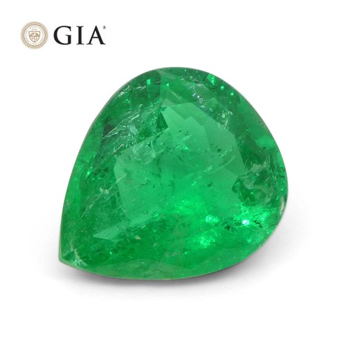 2.86ct Pear Vivid Green Emerald GIA Certified Colombia - Picture 2 of 16