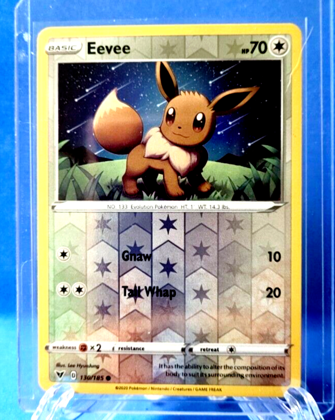 Eevee HP70 2020 Collectible Reverse Holo Pokemon Trading Card No