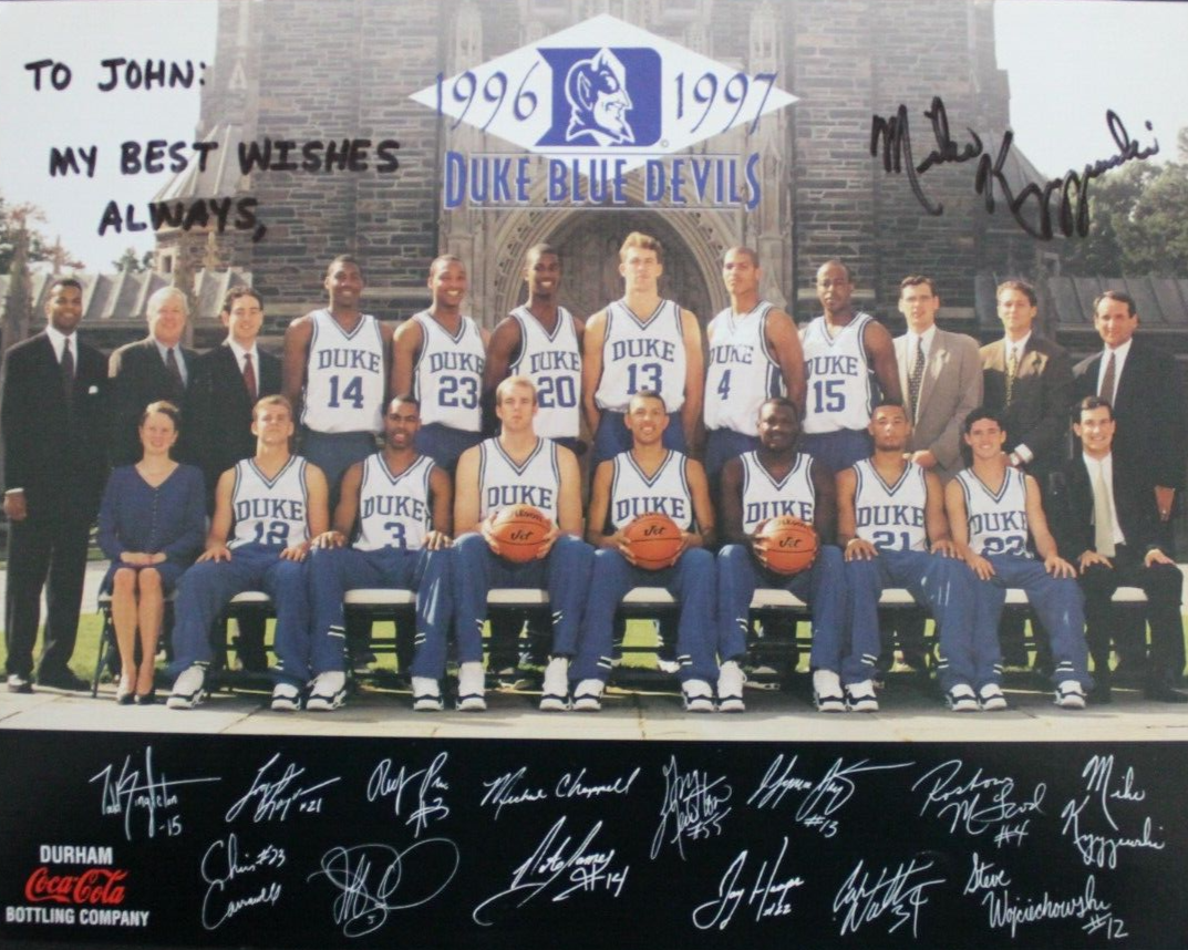 Mike Krzyzewski Autographed Signed Duke Blue Devils Coach K 1996-97 Duke Basketball Team Photo JSA 