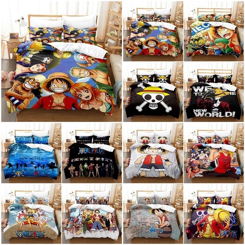 One Piece Luffy Doona Duvet Cover Pillowcase Bedding Set Single Double Queen - Bild 1 von 34