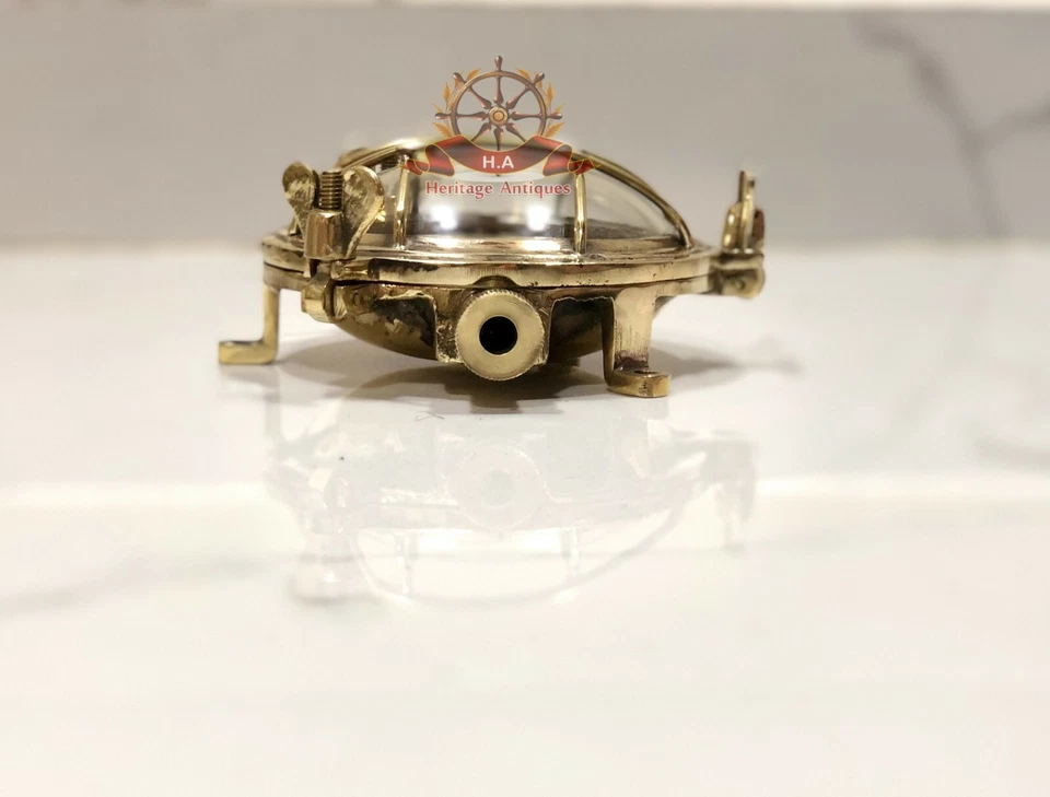 Mini Solid Brass Industrial Marine Ship Deck Wall Light - Picked Polished - Image 3 of 4