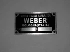 WEBER CARBURETORS ALLUMINUM IDENTIFICATION LABEL