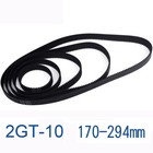 2GT-10 Timing Belt GT2 Power Drive Belt 170-294mm Closed Rubber Belts Width 10mm