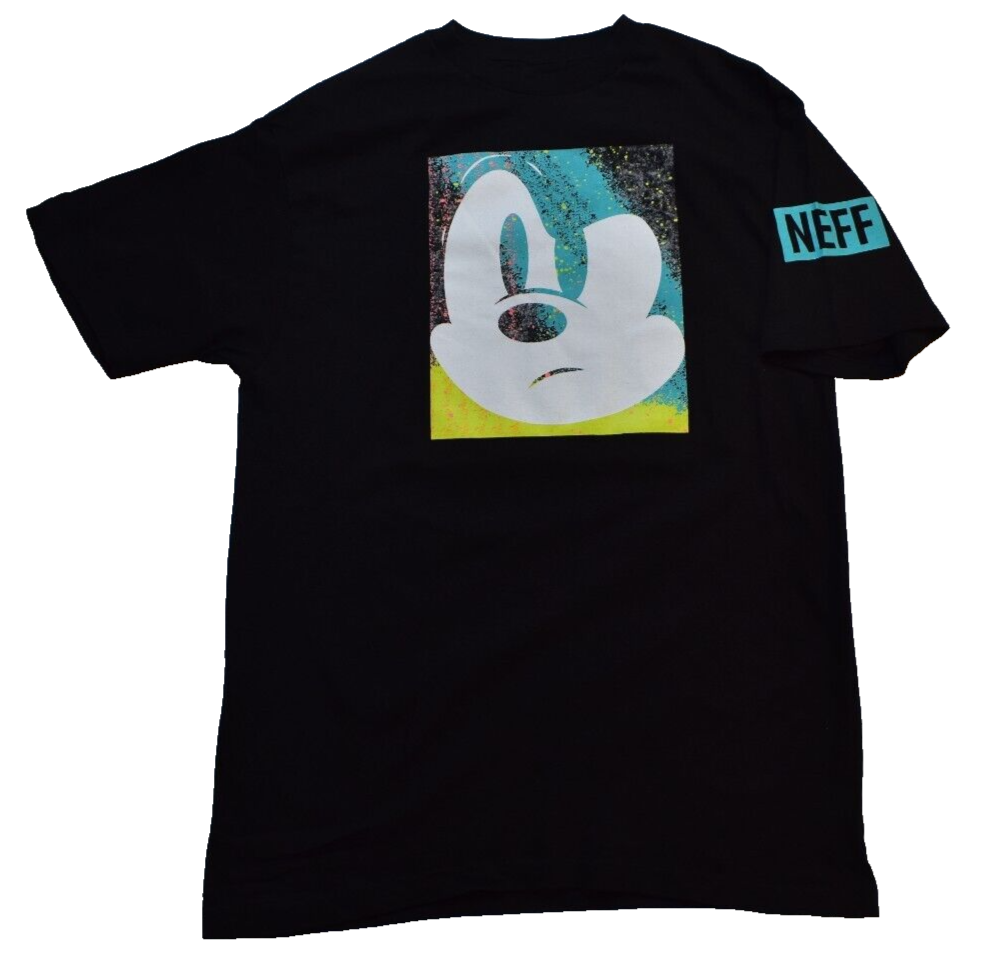 Neff X Disney Mens Mickey Mouse Attitude Graphic Black Shirt NWT S