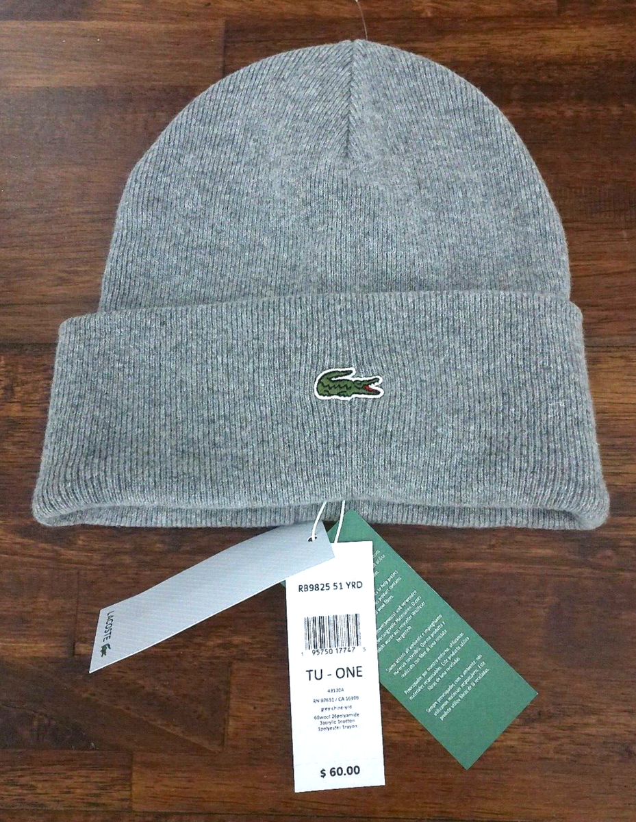 LACOSTE GRAY BEANIE/SKUL HAT