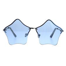 Star Shape Sunglasses Glasses Cute Stars Lens Half Rimless Frame UV 400