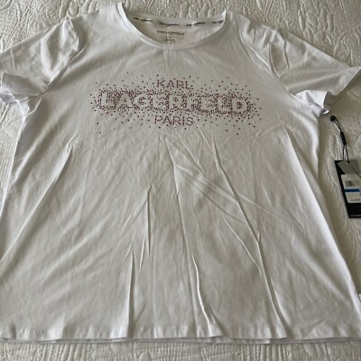 NEW KARL LAGERFELD  Karl Graphic Color White T-Shirt Size XL 100%Authentic