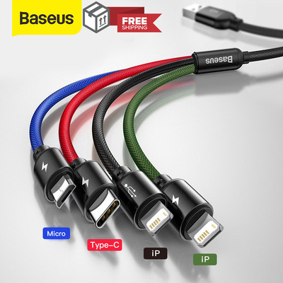 Baseus 3 in 1 USB Cable Type C Cable Micro USB Redmi Xiaomi Charging 4 in 1 NEW