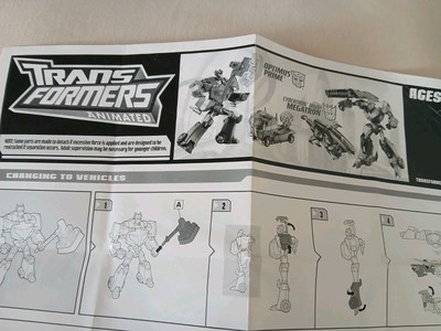 Transformers ANIMATED ACTIVATORS Optimus Prime INSTRUCTION BOOKLET Sheet 2007
