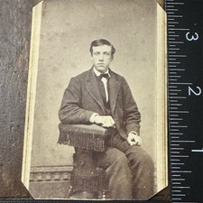 Antique Tintype Photo Seated Young Man Studio Portrait w/ Genealogy Notes