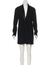 Reformation Clausen Mini Dress Black Tuxedo Blazer Style Satin Lapel XS Made in