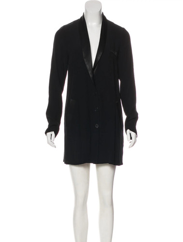 Reformation Clausen Mini Dress Black Tuxedo Blazer Style Satin Lapel XS Made in