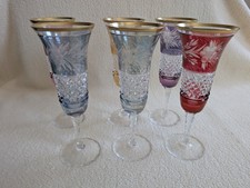 SEKTKELCHE --  ÜBERFANGGLAS -- HANDGESCHLIFFEN -- BLEIKRISTALL BAYERISCHER WALD