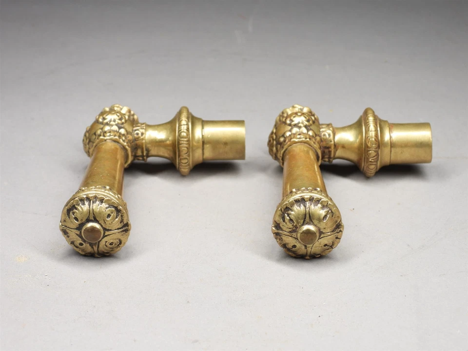 Pr. Antiguo siglo XIX. Palancas de manija de perilla de puerta arquitectónica de latón victoriano Foto 4 de 4