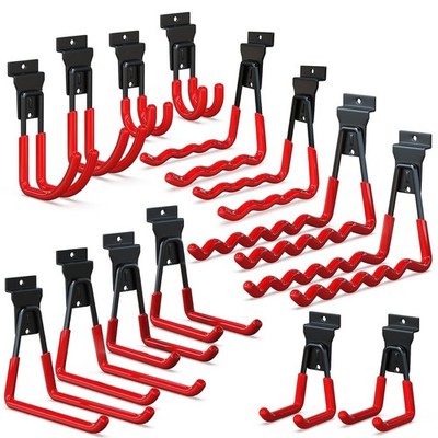 Slatwall Accessories 14 Pack Hooks & Hangers 7 Sizes Hanging Proslat for Garage