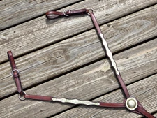 HIGH QUALITY Supple Shaped Leather Western Show Breast Collar with MEXICO SILVER