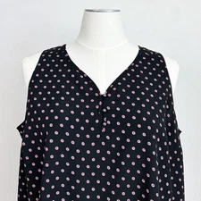 Lane Bryant Polka Dot Button Neckline Sleeveless Blouse NWT