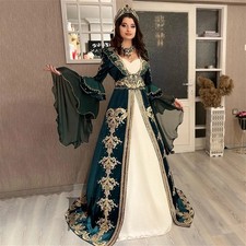 Flare Sleeves Stain Evening Dress Sweetheart Belt Lace Appliques Bridal Gown