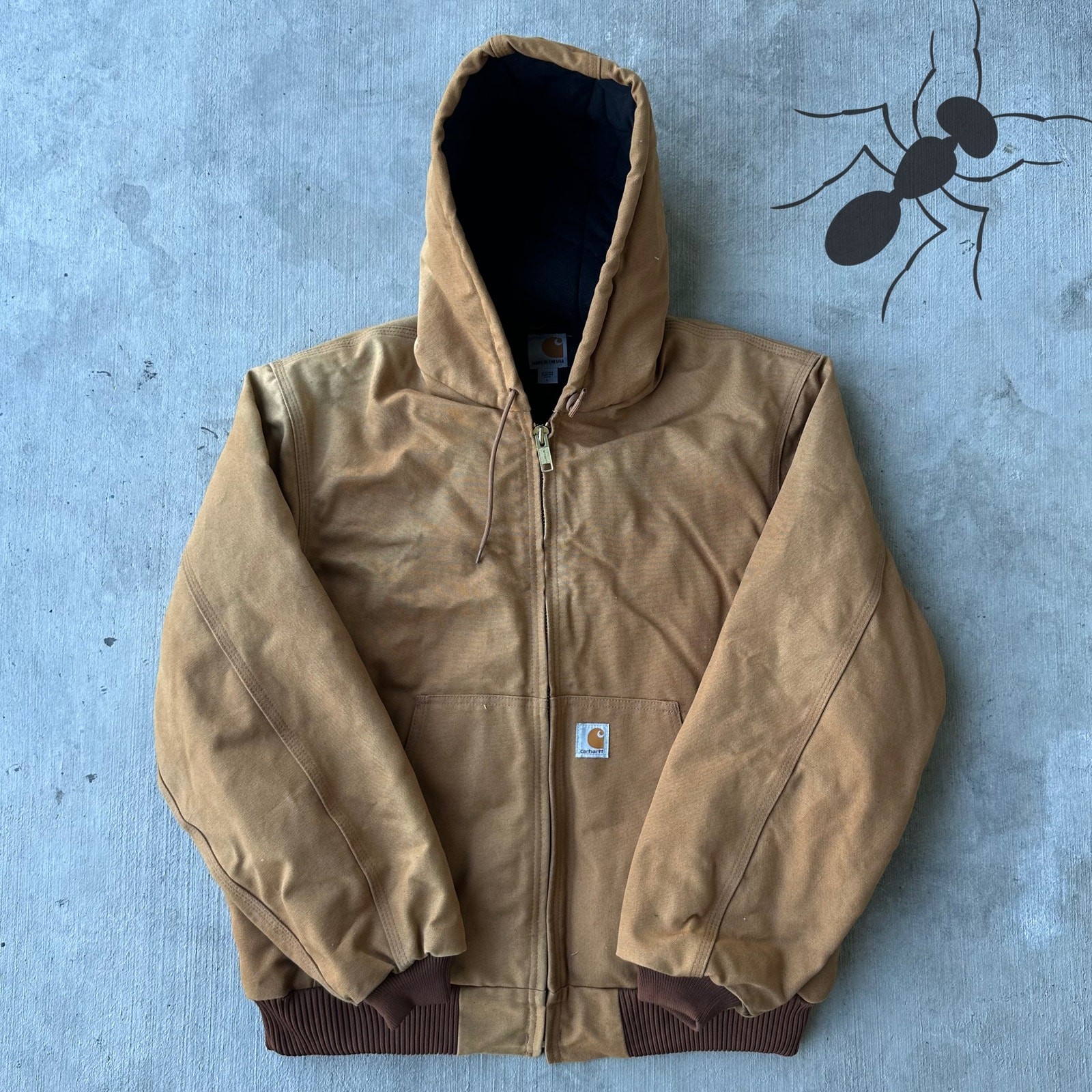 Vintage Y2K Brown Carhartt Quilted Hooded Work Jacket