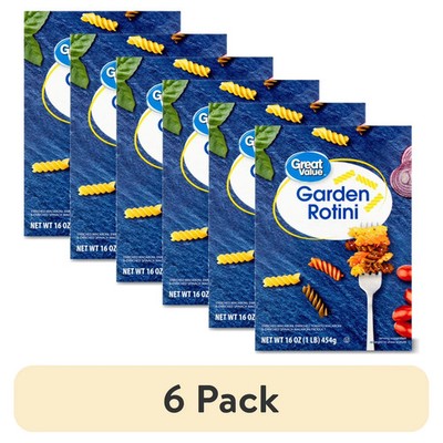 (6 pack) Great Value Garden Rotini Pasta, 16 oz