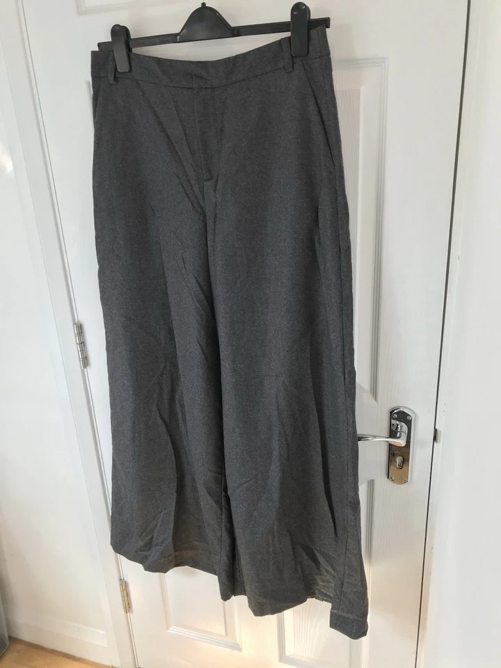 Pantalón Murray de franela de lana superfina Tibi pierna ancha gris jaspeado EE. UU. 8 UK 12 Foto 4 de 4