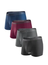 Micro Modal Men's Dual Pouch Trunks – Supportive Boxer Briefs, 4 Pack