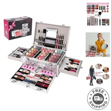 Comprehensive Makeup Kit for All Skin Tones - 106 Pieces in Elegant Silver