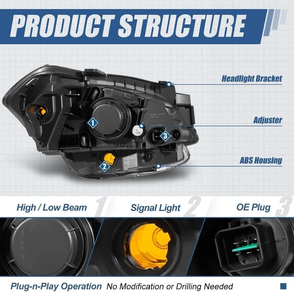 Для 2010-2011 Kia Soul галогенные фары черный корпус янтарный угол пара L + R - Изображение 4 из 4