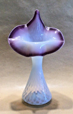19th Century Jack in the Pulpit Vase Semi Opaline Purple Red Edge Lattice Effect
