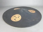 JAPANESE ANTIQUE SAMURAI HAT JINGASA LACQUERED WOOD GOLD GILT 3 FAMILY CREST NR
