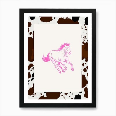 Hot Pink Horse Line Drawing 3 Kunst P Gerahmtes Wandbild Poster Leinwanddruck Bild