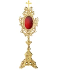 Vintage Gothic Style Brass Ornate Reliquary with Cherub Angels 18.5 Inch