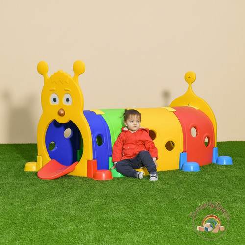 4-Section Caterpillar Tunnel Kids Climb Crawl Play Structure Indoor Outdoor 3-6