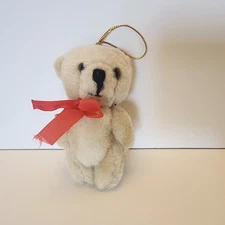 Jointed Teddy Bear Miniature Plush Stuffed Christmas Ornament