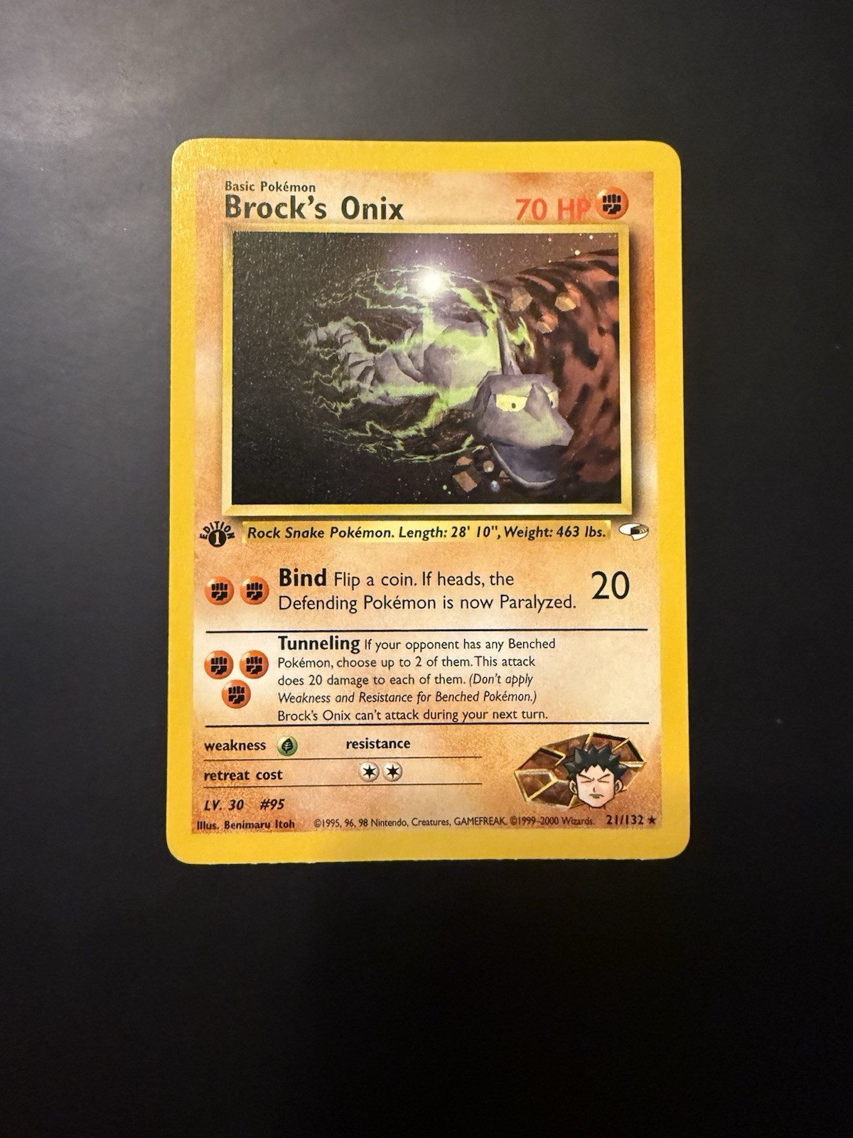 Pokemon TCG Gym Heroes 1st Edition - Brock's Onix #21 Rare M/NM