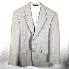 Jos A Bank 43R Beige Linen Wool Blazer Sport Coat Mens Two Button Made in Haiti