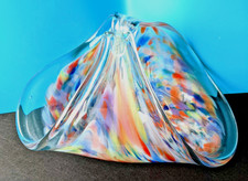 Murano Glass Bowl Basket Large Freeform Multi Colour Lavorazione Crystal Art Gla