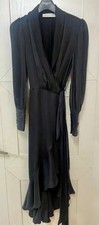 Zimmermann Black 100% Silk Wrap Dress Size 0 XS Long Sleeve Maxi Midi
