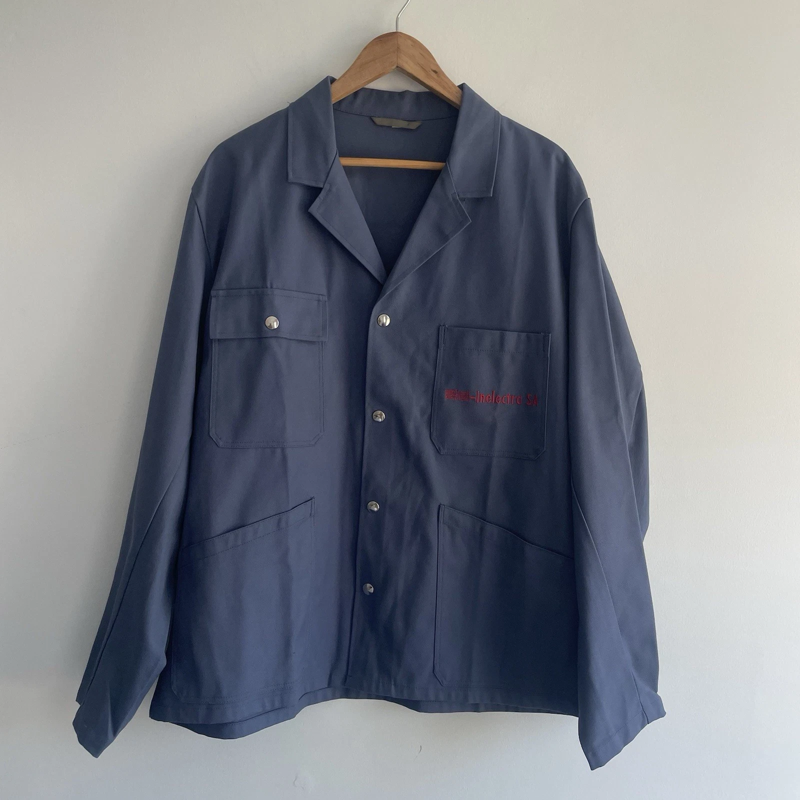 Vintage Astratex Workwear Jacket Sz 54 French Chore Utility Pockets Canvas Blue
